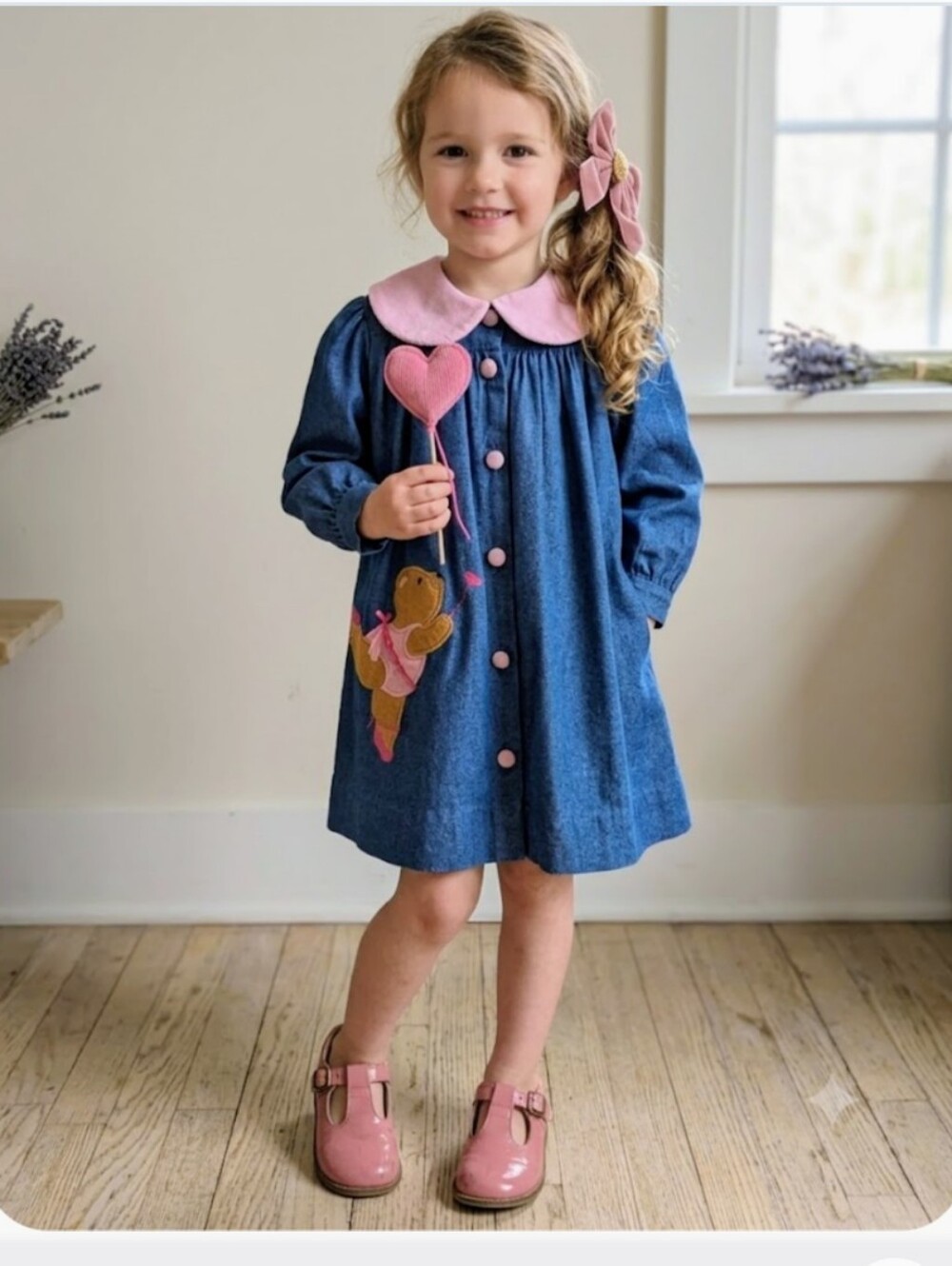 Austin and Ashley Vintage Denim Ballerina Bear Dress